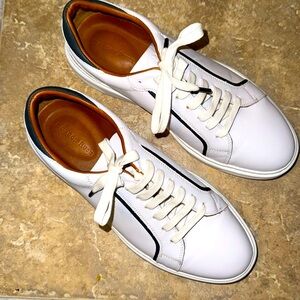 Mens Gordon Rush Devon White/Navy Trim Leather Sneakers Size 13